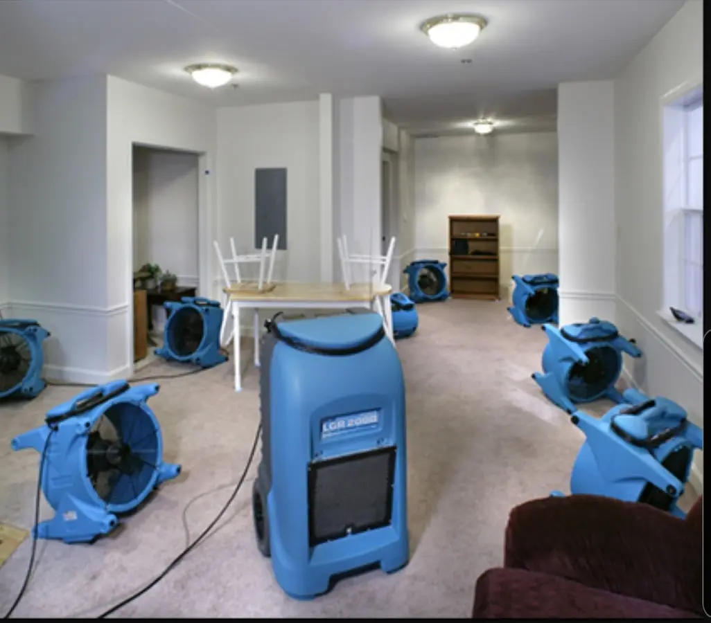 Air movers and dehumidifier setup for Water Extraction & Removal in Hazlet